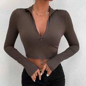 shein zip up crop top